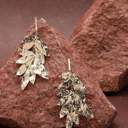 DressBerry Gold-Plated Leaf Shaped Drop Earrings-image-31