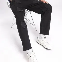 glitchez Men Slouchy Fit Stretchable Frayed Jeans-picture-10