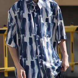 StyleCast x Revolte Men Oversized Fit Spread Collar Abstract Printed Casual Shirt-image-20