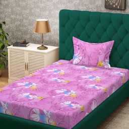KLOTTHE Kids Purple & White Printed 400 TC Pure Cotton Single Bedsheet 2.25 m X 1.50 m-19