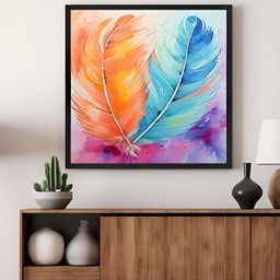 999Store Blue & Orange Colored Feathers Printed Canvas Wall Art-image-18