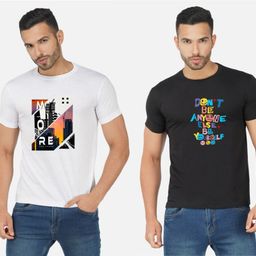 GLOBAL NOMAD Men 2 Printed Bio Finish Applique T-shirt-image-131