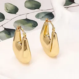 Designs & You Stainless Steel Gold-Plated Contemporary Hoop Earrings-51