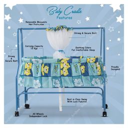 BAYBEE Enchant Baby Swing Cradle with Mosquito Net - Dark Blue image 4