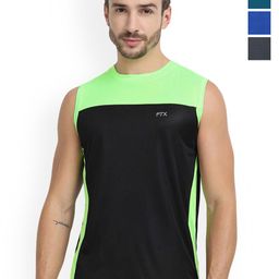 FTX Men Pack Of 4 Colourblocked Printed Round Neck Gym Vests 709-6_709-9_709-11_709-15-S-image-61