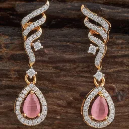 Kushal's Fashion Jewellery Rhodium Gold-Plated Party Zircon Teardrop Shaped Drop Earrings-image-84