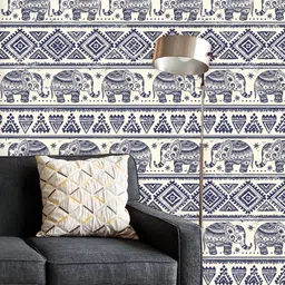 ArtzFolio Printed UV-Resistant Anti-Bacterial Ethnic Elephant Peel & Stick Wallpaper-image-8