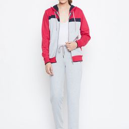 Monte Carlo Women Grey Melange & Red Colourblocked Tracksuit-image-31