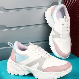 Shoetopia Kids White & Pink Walking Shoes-image-8