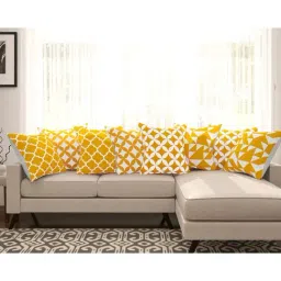SEJ by Nisha Gupta Yellow & White Cushion Covers - Set of 8-48