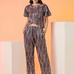 Globus Maroon Striped Co-Ord Set-picture-11