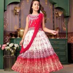 Aarika Girls Pink Embroidered Lehenga Choli Set-image-76