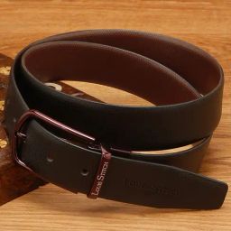 Louis Stitch Black & Brown Textured Spanish Leather Reversible Belt for Men-image-57