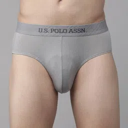 U.S. Polo Assn. Men Grey Solid Briefs I702-G01-PL-23