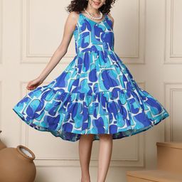 Aawari Floral Print Fit & Flare Dress-image-57