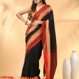 Charukriti Black & Red Embellished Saree-picture-35