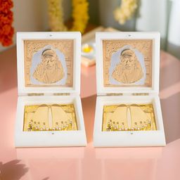 Golden Peacock 2Pcs White & Yellow 24 Ct Wooden Sai Baba Prayer Box-image-33