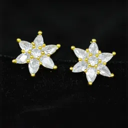 JEWELOPIA Gold-Plated Brass American Diamond Studs-picture-6