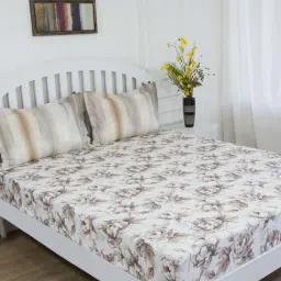 GMF Brown Cotton 144 TC Bed Sheet Set-image-101