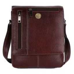 HiLEDER Brown Textured Small Leather 12 inch Cross Body Bag-12