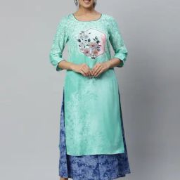 Aurelia Green Floral Print Straight Kurta-image-38