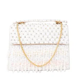 NR by Nidhi Rathi White Fabric Clutch-image-36