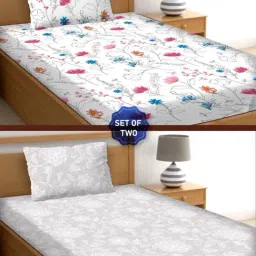 BELLA CASA Orra Printed Multicolor 180 TC Cotton Single 2 Bedsheet with 2 Pillow Covers-picture-13