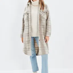American Eagle Outfitters Grey & Beige Chequered Shacket-picture-47