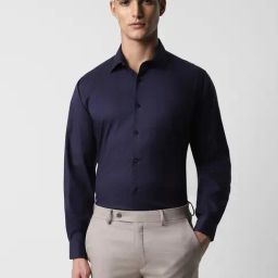 Van Heusen Navy Cotton Regular Fit Shirts-image-42