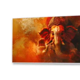 Nestroots Multicolor Canvas Majestic Ganesha Canvas Wall Painting - Black Floating Frame image 4