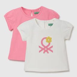 United Colors of Benetton Infant Girls White & Pink Cotton Printed Top (Pack of 2)-picture-13