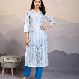 MOJILAA Women Embroidered Regular Sequinned Pure Cotton Kurta with Trousers-picture-55