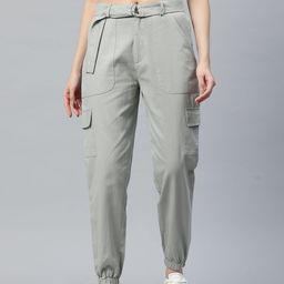 Popnetic High-Rise Pure Cotton Cargo Trousers-image-64