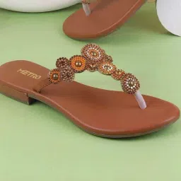 Metro Women's Brown Thong Sandals-picture-2