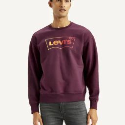 Levi's Burgundy Loose Fit Logo Printed Sweatshirt-image-48