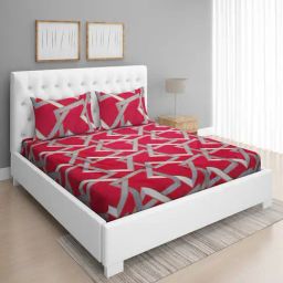 Romee Pink Microfibre Geometric Bed Sheets-image-84