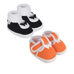 NESKA MODA Kids 2 Pair Orange & Black Cotton Butterfly Shoe Booties-picture-49