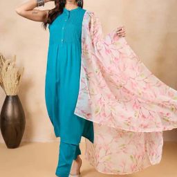 Inweave White & Peach Floral Print Dupatta-34