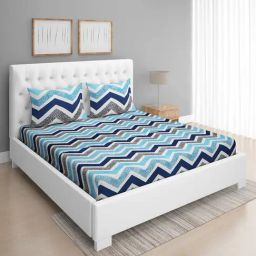 Romee Blue Microfibre Geometric Bed Sheets-image-86