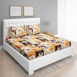 Romee Cream Microfibre Floral Bed Sheets-image-4
