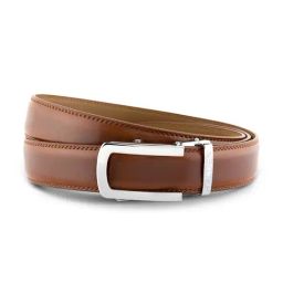 Halden Tan Burley Formal Belt With Classic Silver Glossy Buckle-image-97