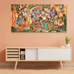 Nestroots Canvas Pattachitra Playfulness Of Krishna And Radha Wall Painting - Single Frame-31