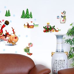 INDIAN ROYALS Green & Red Merry Christmas Printed Self-Adhesive & Durable Wall Sticker-picture-37