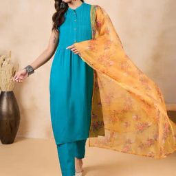 Inweave Yellow Floral Print Dupatta-image-63