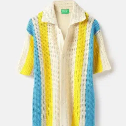United Colors of Benetton Boys Beige Pure Cotton Striped Shirt-image-95