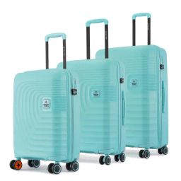 Nasher Miles Boston Turquoise 8 Wheels Large Hard Cabin Trolley Bag Set of 3-24