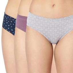 BLOSSOM Women's Pure Cotton, Mid Waist with Inner Elastic, Semi Bikini, Full Coverage, Hipster Panty_Nora Printed Pack of 3-picture-3