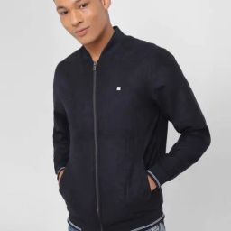 Allen Solly Ink Blue Cotton Regular Fit Bomber Jacket-image-67