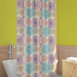 ArtzFolio Cream & Purple Printed Waterproof Shower Curtains-6