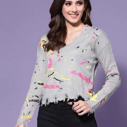 KASSUALLY Grey Printed Pullover-image-78